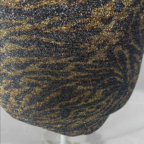 Ganni Gold and Brown Zebra Print Fitted Top Size 40/L - Picture 10 of 10